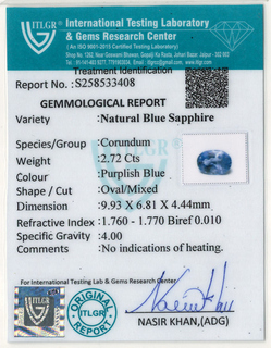 Blue Sapphire - 2.72 Carat