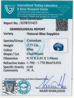 Blue Sapphire - 2.73 Carat