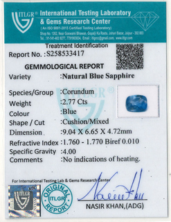 Blue Sapphire - 2.77 Carat