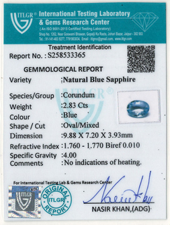 Blue Sapphire - 2.83 Carat
