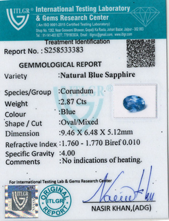 Blue Sapphire - 2.87 Carat