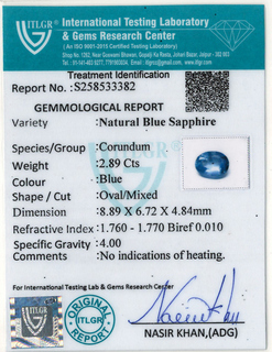 Blue Sapphire - 2.89 Carat