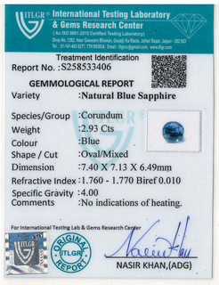 Blue Sapphire - 2.93 Carat