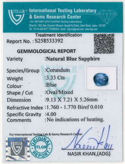 Blue Sapphire - 3.33 Carat
