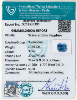 Blue Sapphire - 3.66 Carat