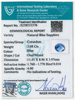 Blue Sapphire - 3.68 Carat