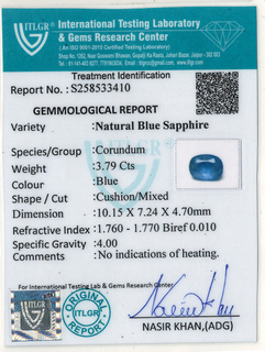 Blue Sapphire - 3.79 Carat