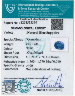 Blue Sapphire - 4.21 Carat