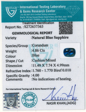 Blue Sapphire - 4.86 Carat