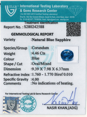 Blue Sapphire - 4.46 Carat