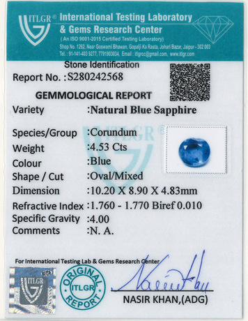 Blue Sapphire - 4.53 Carat