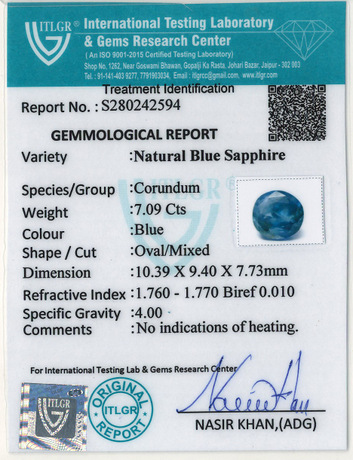 Blue Sapphire - 7.09 Carat