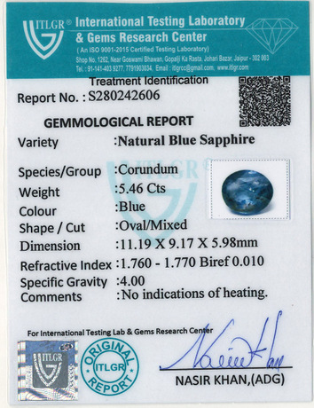 Blue Sapphire - 5.46 Carat