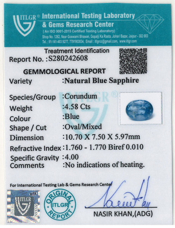 Blue Sapphire - 4.58 Carat