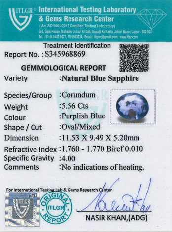 Blue Sapphire - 5.56 Carat