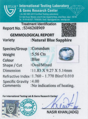 Blue Sapphire - 5.56 Carat
