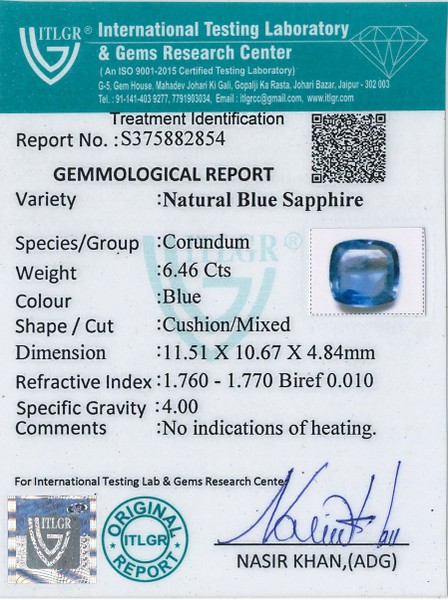Blue Sapphire - 6.46 Carat