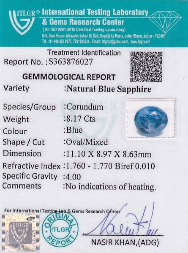Blue Sapphire - 8.17 Carat