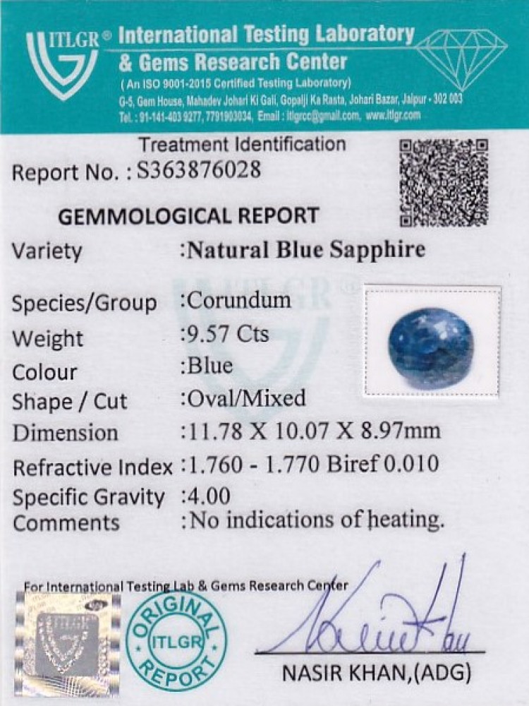 Blue Sapphire - 9.57 Carat