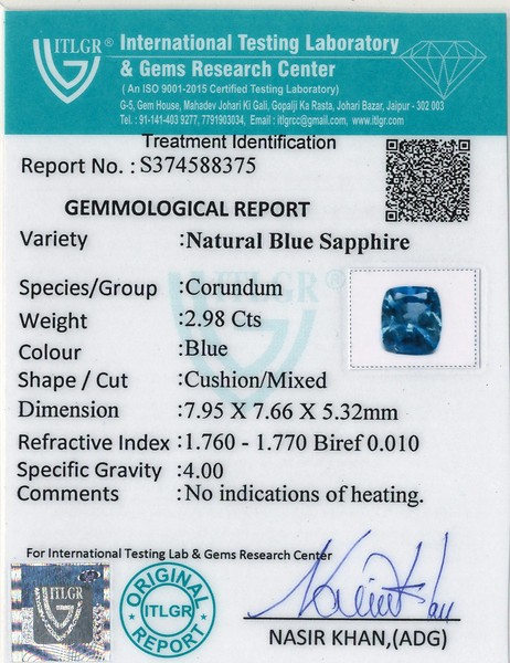 Blue Sapphire - 2.98 Carat