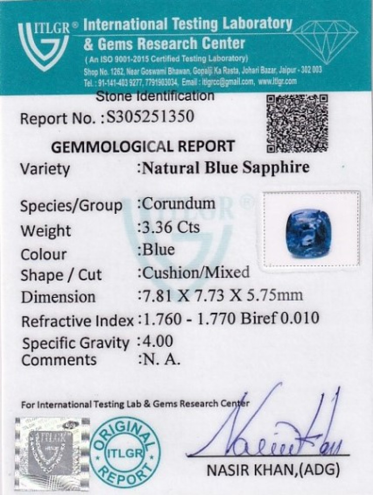 Blue Sapphire - 3.36 Carat