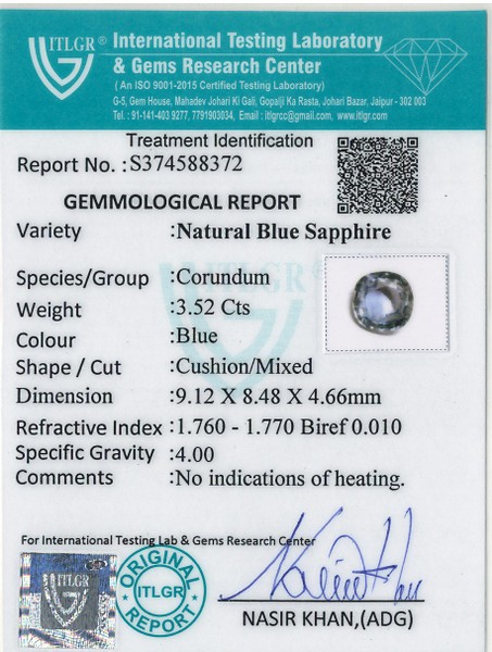 Blue Sapphire - 3.52 Carat