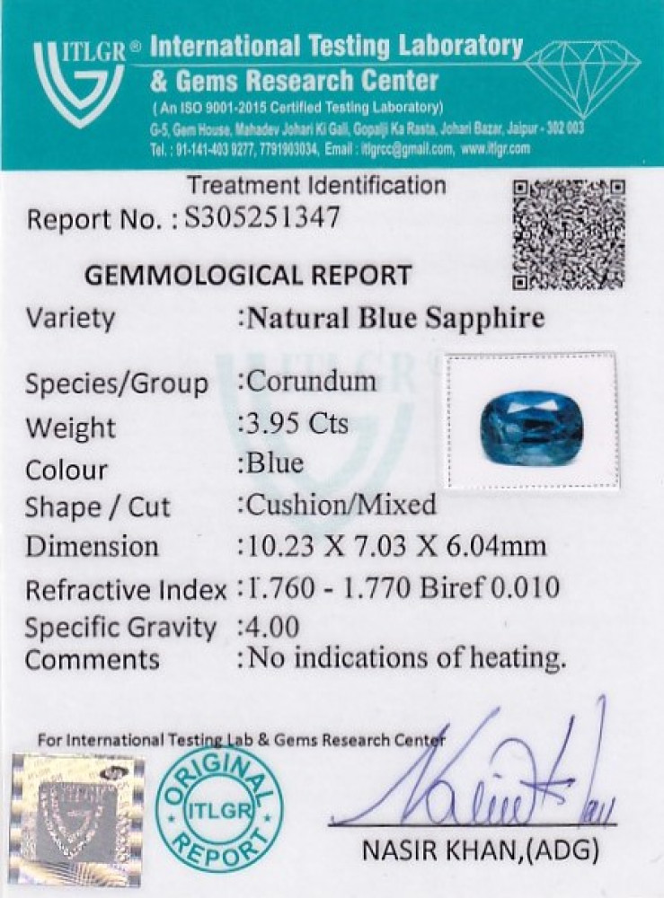 Blue Sapphire - 3.95 Carat
