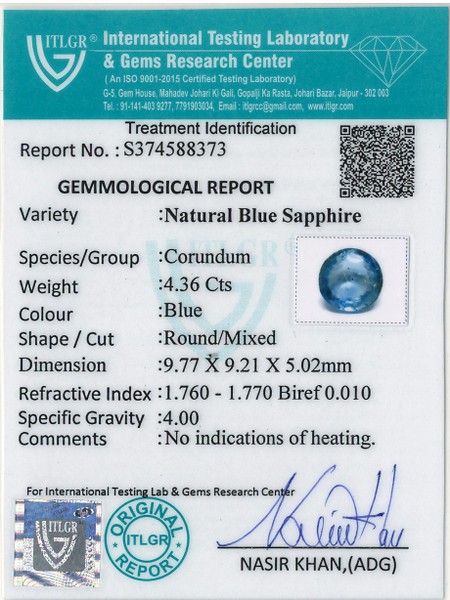Blue Sapphire - 4.36 Carat