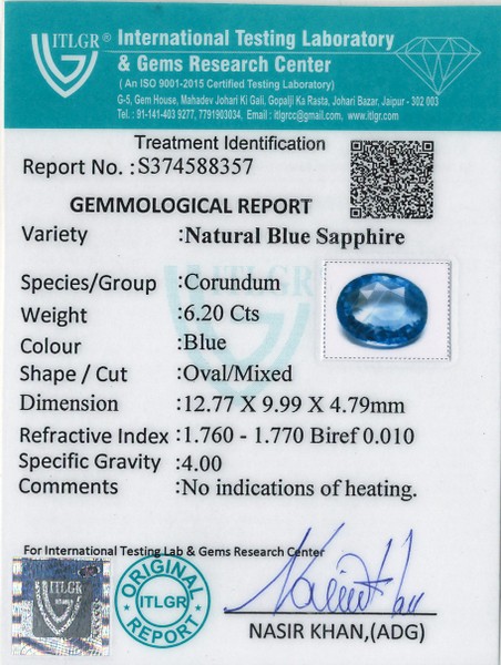 Blue Sapphire - 6.2 Carat