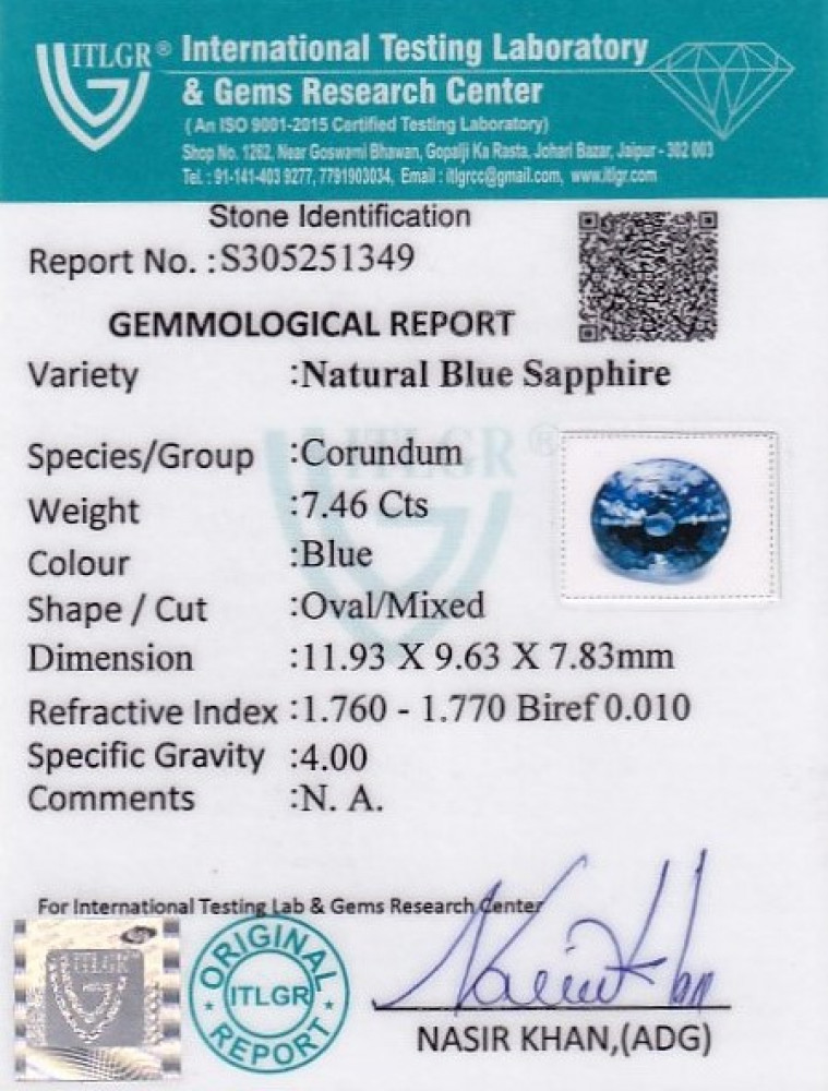 Blue Sapphire - 7.46 Carat