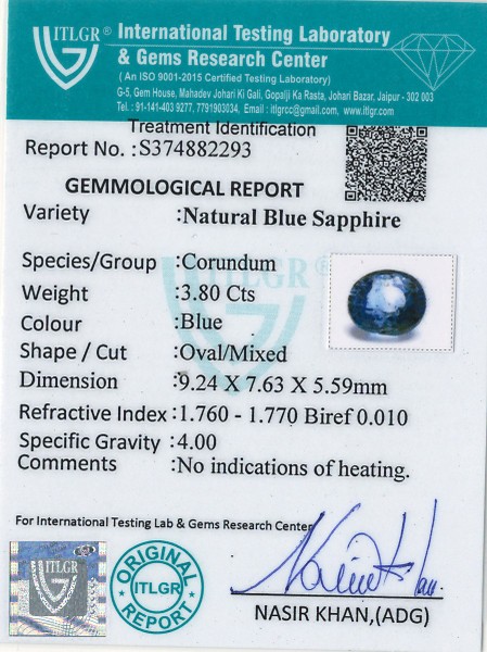 Blue Sapphire - 3.8 Carat