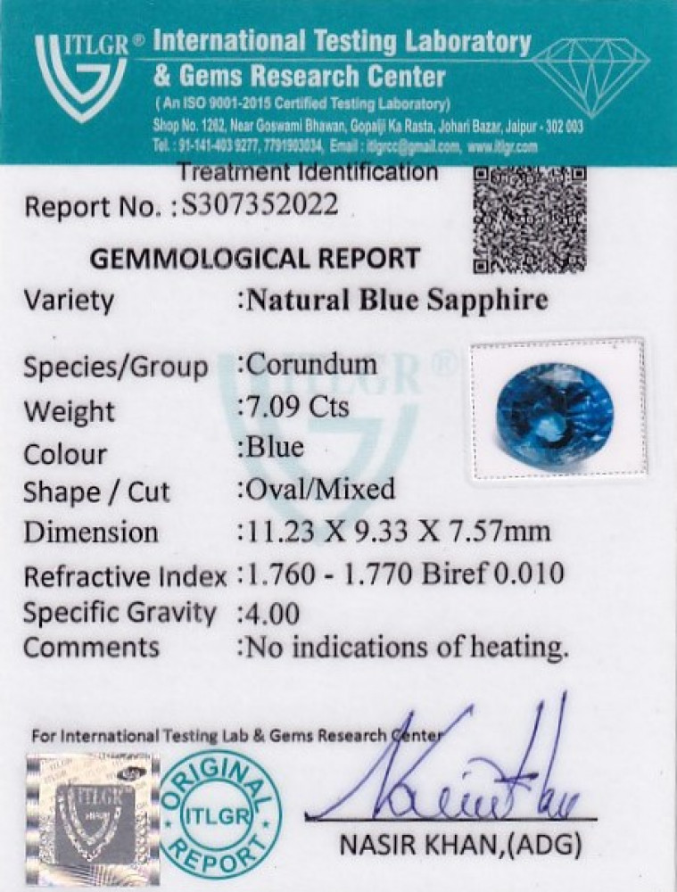 Blue Sapphire - 7.09 Carat