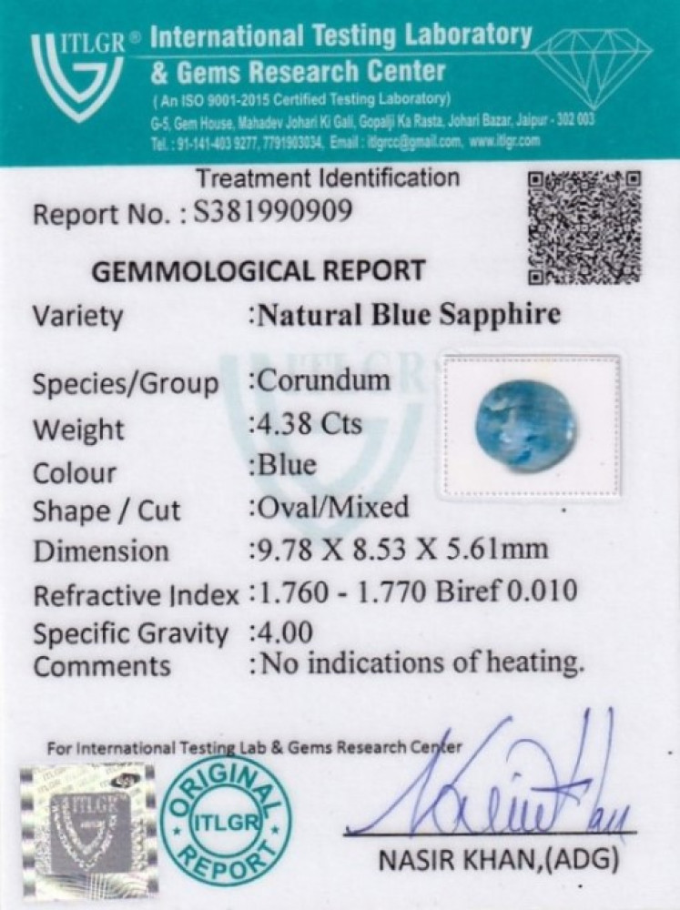 Blue Sapphire - 4.38 Carat