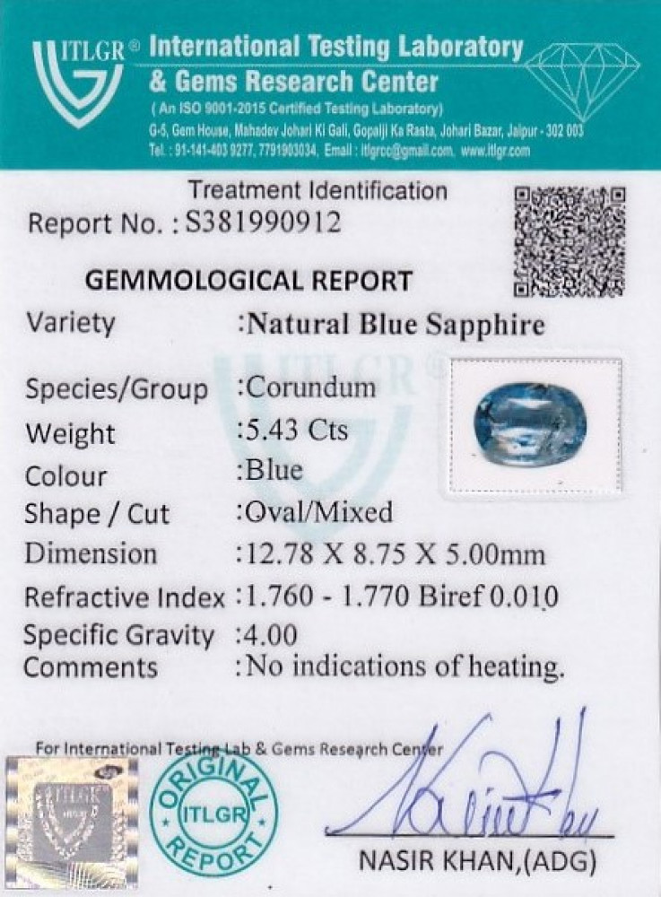 Blue Sapphire - 5.43 Carat