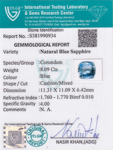 Blue Sapphire - 8.08 Carat