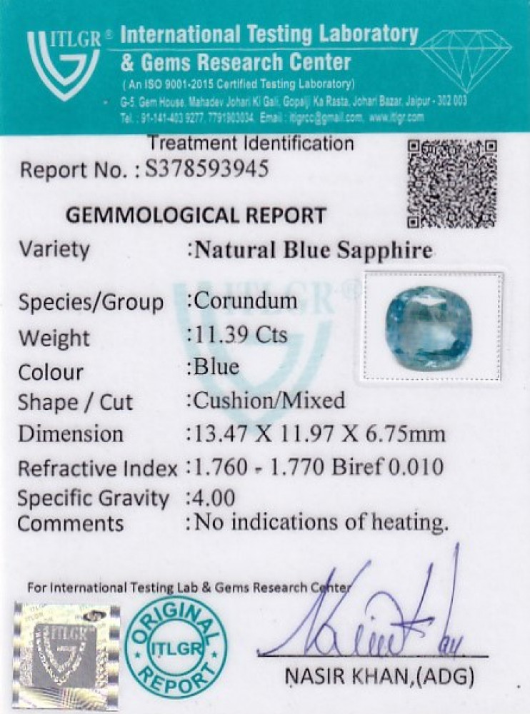 Blue Sapphire - 11.39 Carat