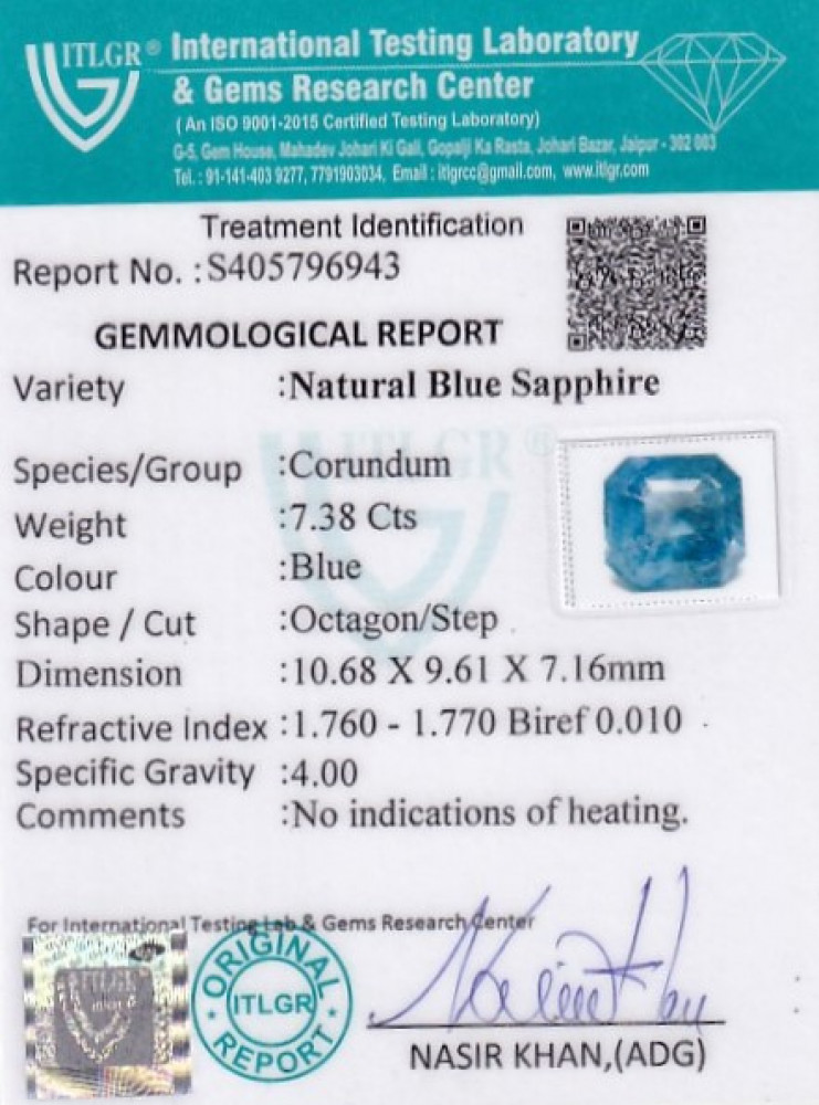 Blue Sapphire - 7.38 Carat