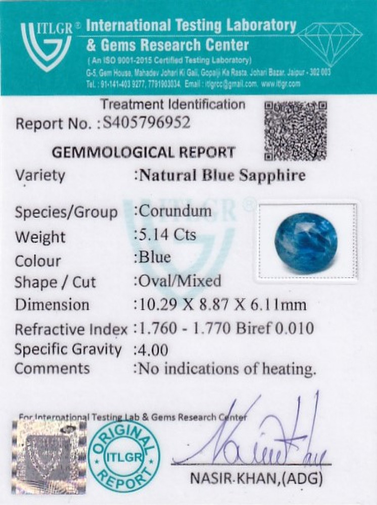 Blue Sapphire - 5.14 Carat