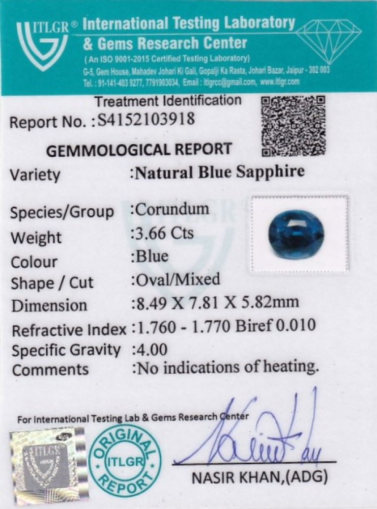 Blue Sapphire - 3.66 Carat