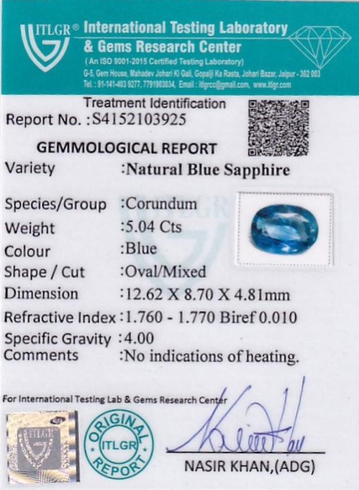 Blue Sapphire - 5.04 Carat