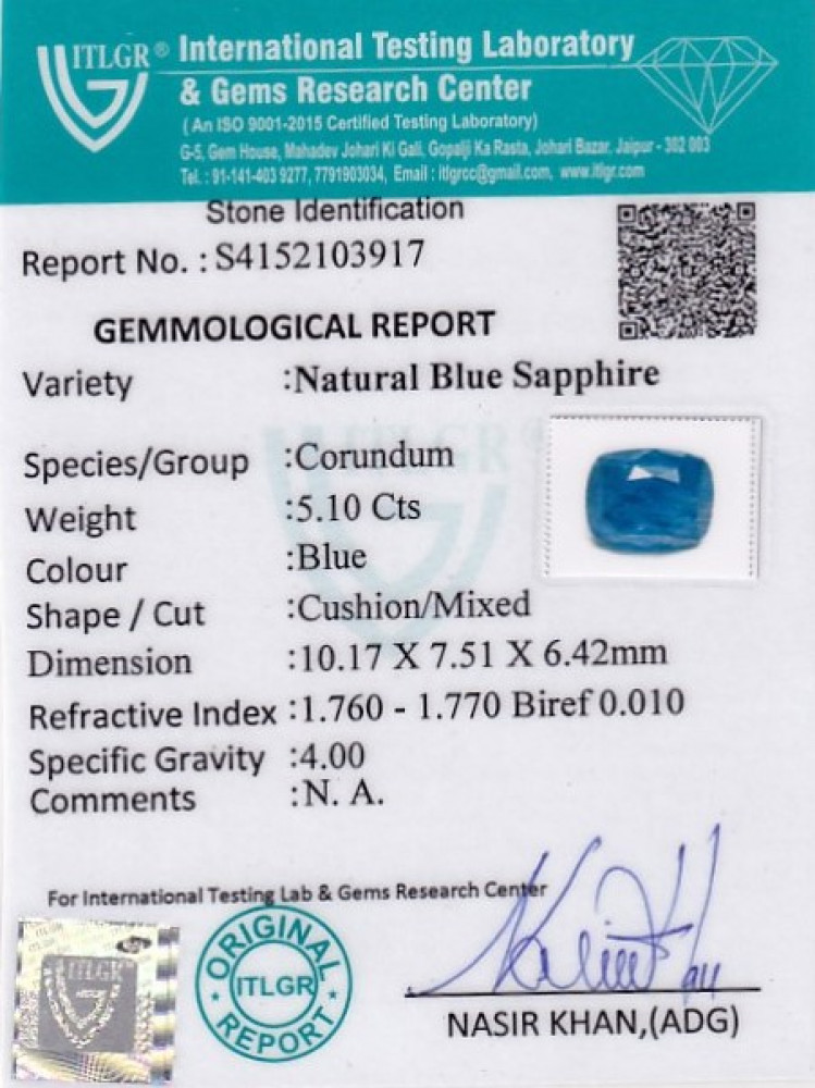 Blue Sapphire - 5.1 Carat