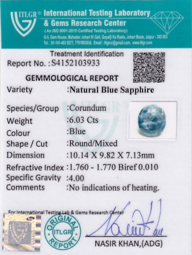 Blue Sapphire - 6.03 Carat