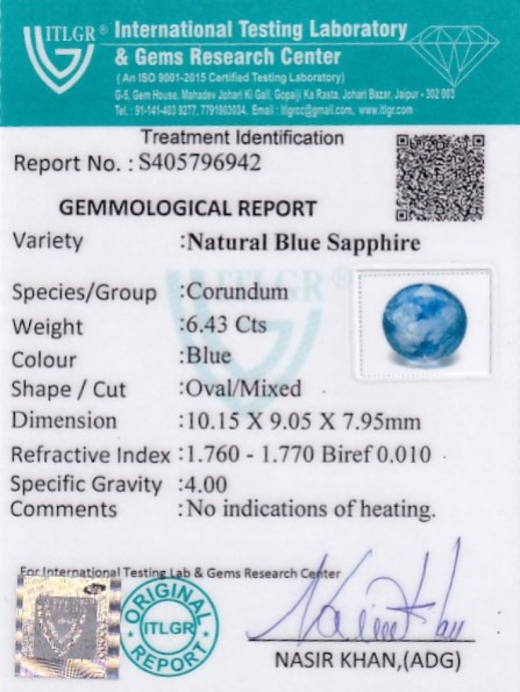 Blue Sapphire - 6.43 Carat