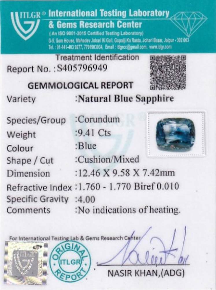 Blue Sapphire - 9.41 Carat