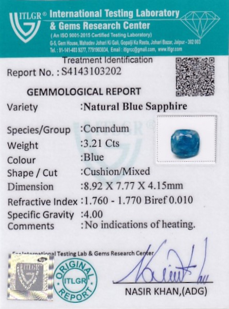 Blue Sapphire - 3.21 Carat