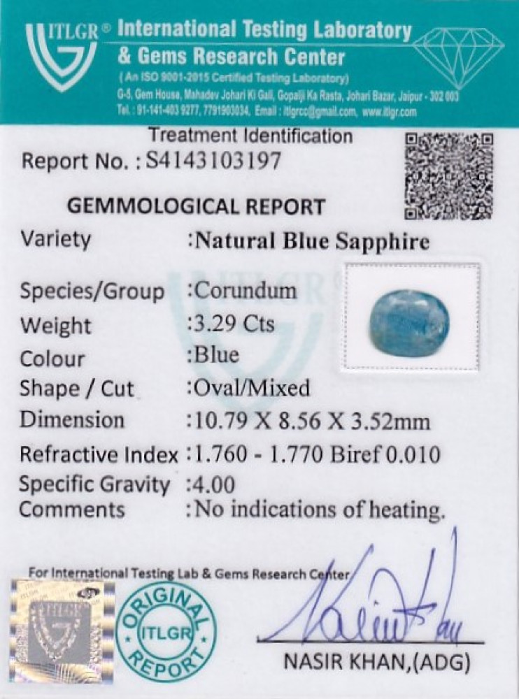 Blue Sapphire - 3.29 Carat