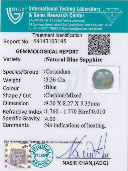 Blue Sapphire - 3.56 Carat