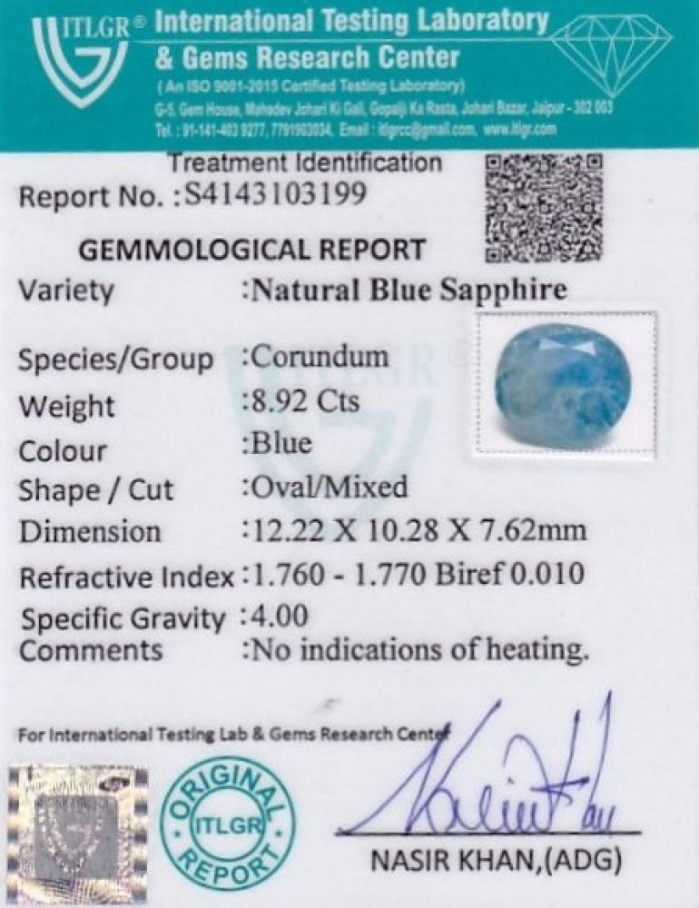 Blue Sapphire - 8.92 Carat
