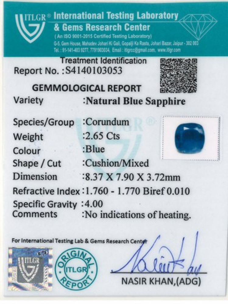 Blue Sapphire - 2.65 Carat