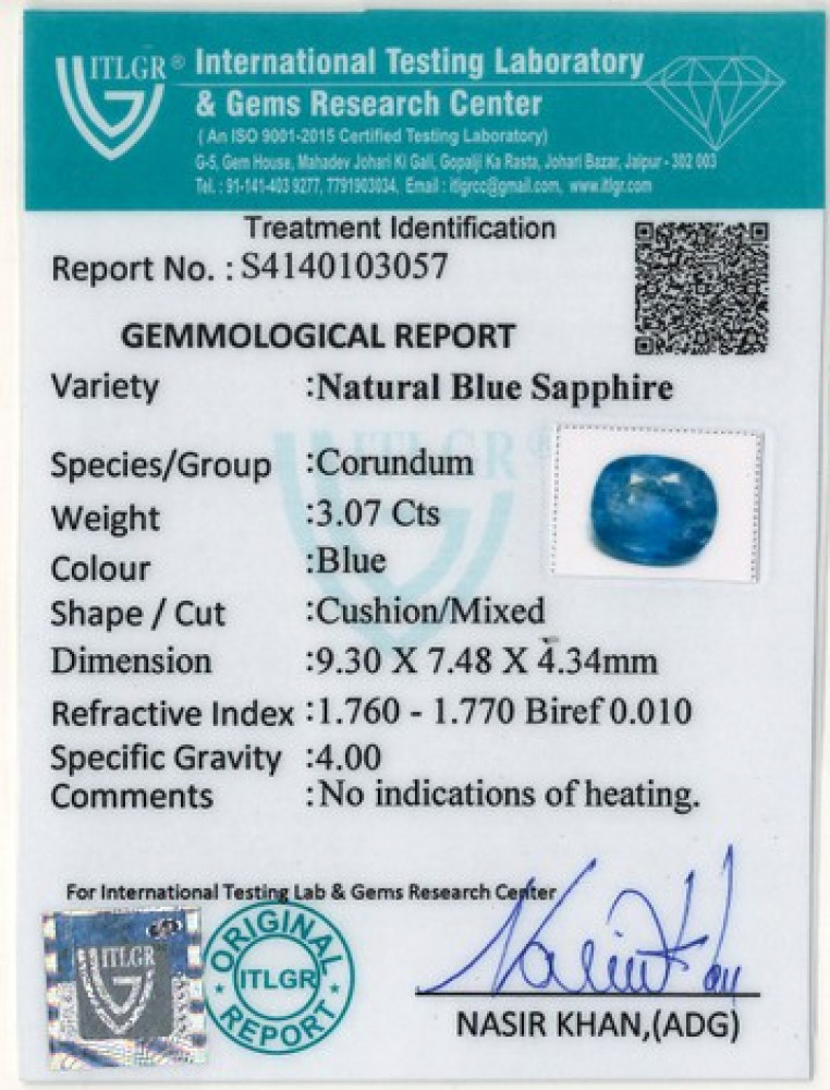 Blue Sapphire - 3.07 Carat